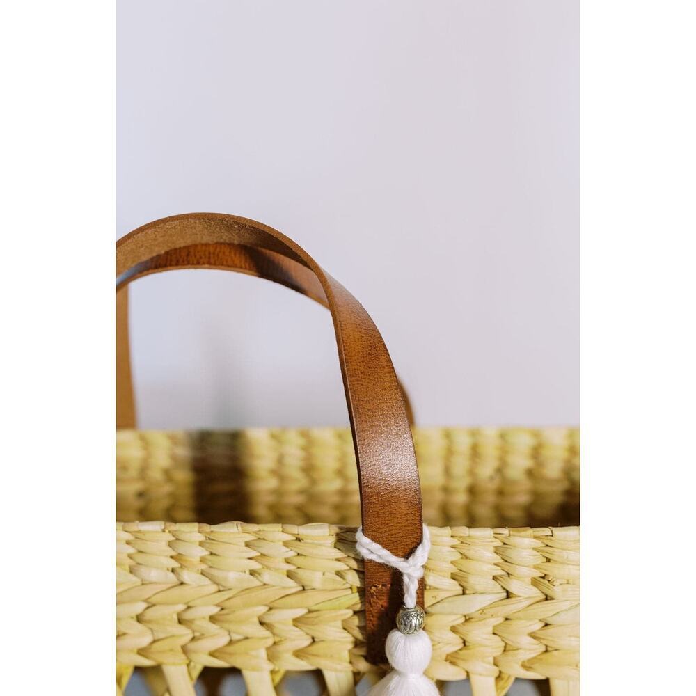 Gyal Bashy Kingston Hand Woven Rattan Tote, Genuine Leather Handles, OS, NWT! - Picture 6 of 13